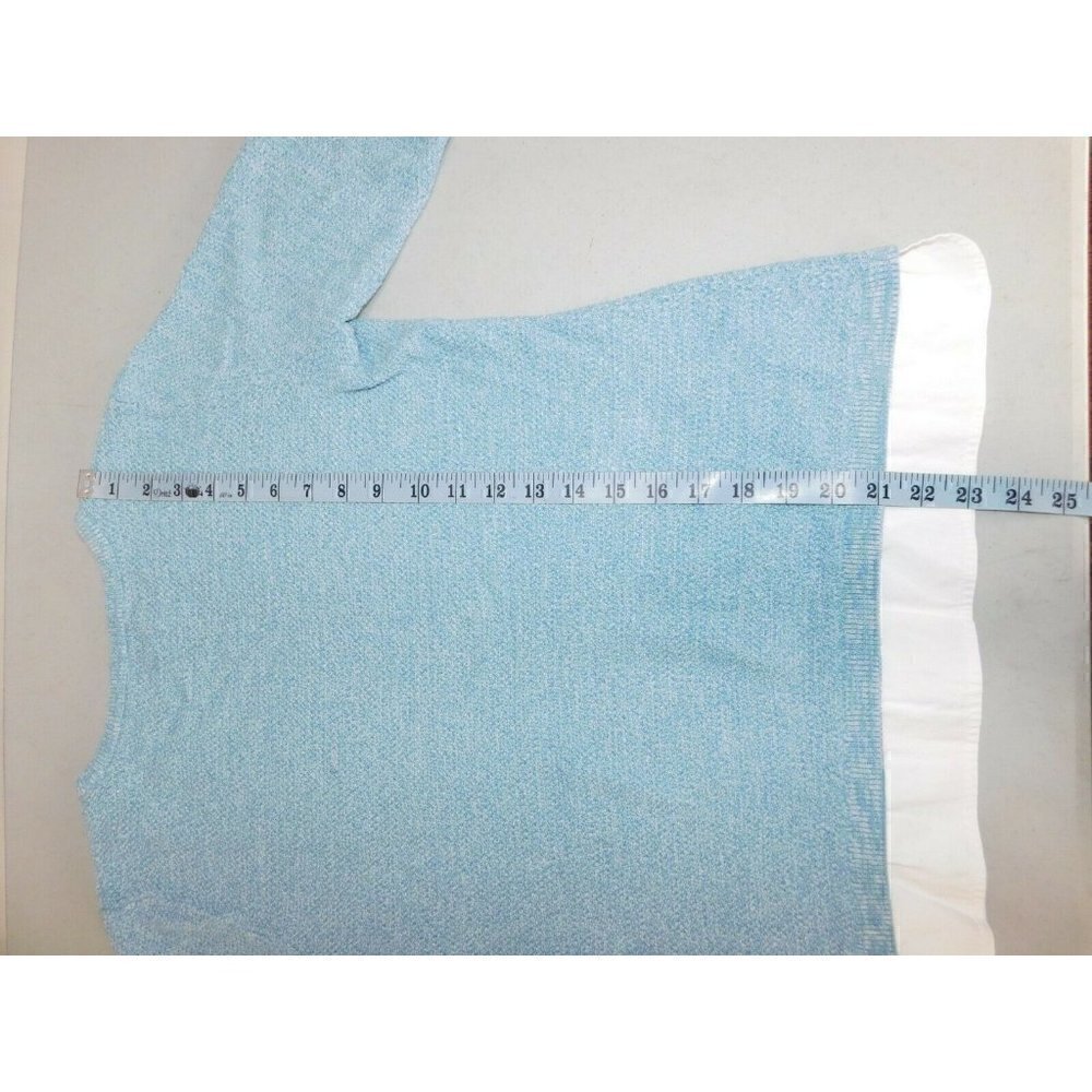 TALBOTS lightweight blue sweater with faux white shirt underneath woman's size S - Picture 5 of 6